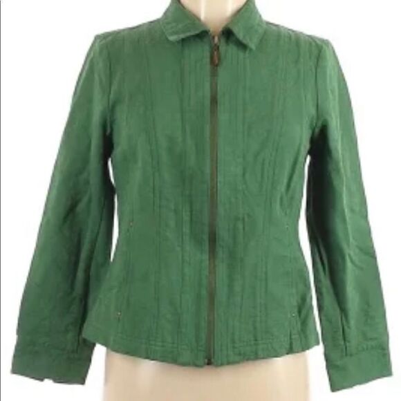 100% Cotton Coldwater Creek Green Jacket - Picture 2 of 13